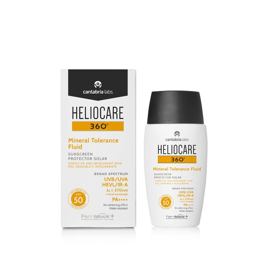 Vloeibare zonnebescherming met 100% minerale filters voor gevoelige huid, geschikt na esthetische ingrepen, met SPF 50+ bescherming tegen UVB, UVA, blauw licht en infrarood bij Lisa Bosmans Skincare