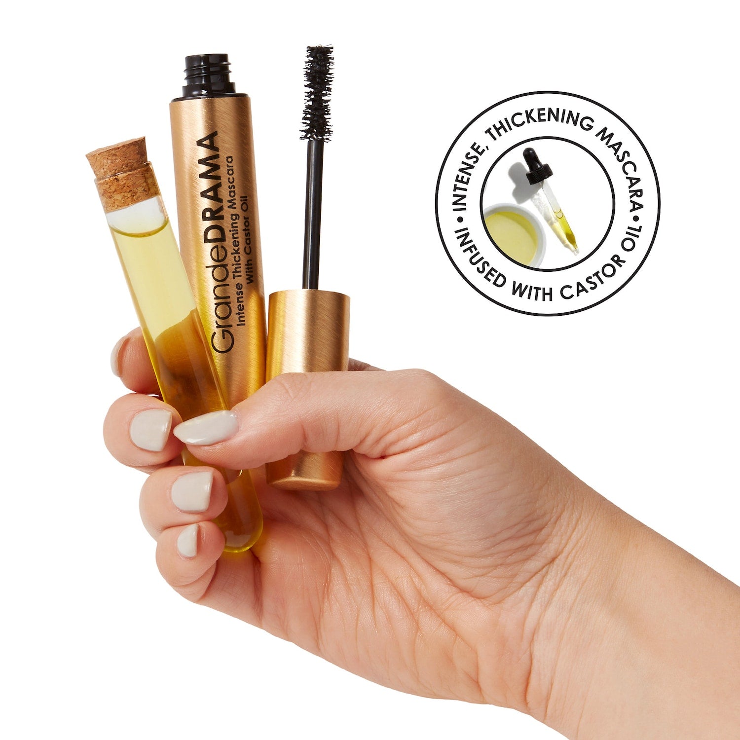 GrandeDrama Mascara met castorolie voor intens verdikte en weelderige wimpers, zandloper borsteltje voor separatie en volume bij Lisa Bosmans Skincare